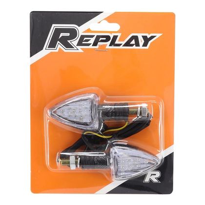 Replay UNIVERSAL MINI TRIANGLE 13 LEDS TRANSPARENT - CARBON L 78mm - H 37mm 28mm CE APPROVED PAIR Universal Direction indicator