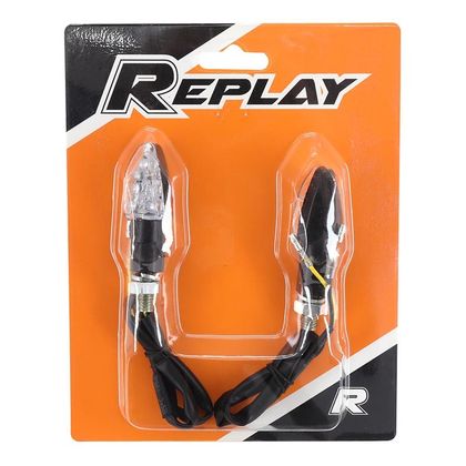 Clignotant Replay UNIVERSEL MICRO FLECHE 8 LEDS TRANSPARENT - L 55mm - H 20mm 23mm HOMOLOGUE CE PAIRE Universel