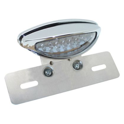 Feux arrière Replay FEU 50 A BOITE SUR PLATINE OVALE TRANSPARENT - CHROME LEDS 32 ROUGES - 4 BLANCHES HOMOLOGUE CE Universel