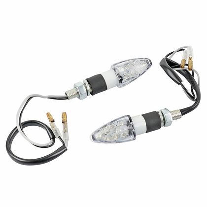 Replay UNIVERSAL MICRO PFEIL 8 LEDS TRANSPARENT - WEISS L 55mm - H 20mm 23mm CE-ZERTIFIZIERT PAAR Blinker Universell