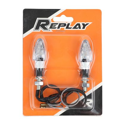 Replay UNIVERSAL MICRO PFEIL 8 LEDS TRANSPARENT - WEISS L 55mm - H 20mm 23mm CE-ZERTIFIZIERT PAAR Blinker Universell
