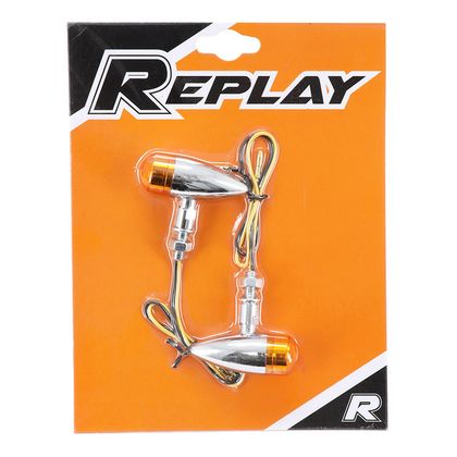 Replay UNIVERSEL VINTAGE METAAL MET BAU9S ORANJE - CHROME DIAM 25mm PAAR GOEDGEKEURD CE Richtingaanwijzer Universeel