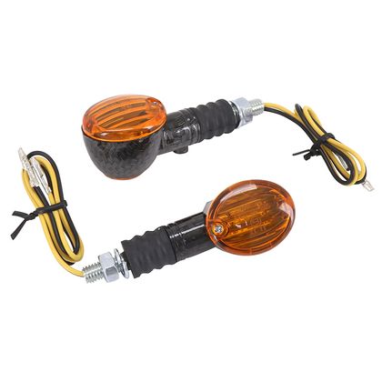 Replay UNIVERSAL MICRO OVAL WITH BA9S ORANGE BULB - CARBON SHORT BASE L 70mm - H 30mm 36mm CE APPROVED PAIR Universal Direction indicator