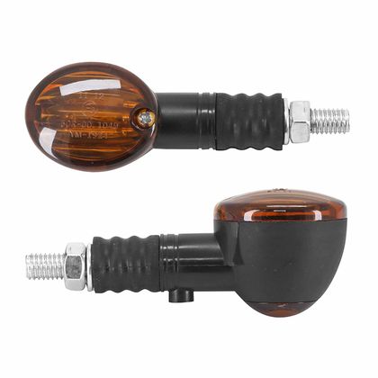 Clignotant Replay UNIVERSEL MICRO OVALE A AMPOULE BA9S ORANGE - TEMOIN BASE COURTE L 71mm - H 30mm 36mm HOMOLOGUE CE PAIRE Universel Ref : REPL00462A / 758 