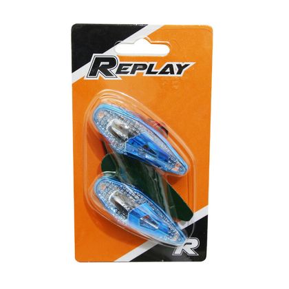 Replay DECO DROPLET WATER WING TRANSPARENT - BLUE ORANGE BULB L 62mm - H 23mm 18mm PAIR Universal Direction indicator