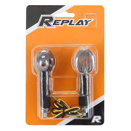 Replay UNIVERSAL MICRO OVAL WITH BA9S CLEAR BULB - CARBON INDICATOR LONG BASE CE APPROVED PAIR Universal Direction indicator