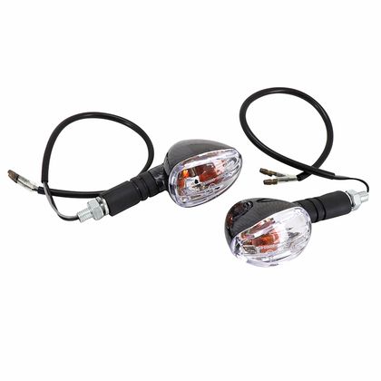 Replay UNIVERSEL PYRAMIDE A AMPOULE BA15S BASIS ABS TRANSPARENT - CARBON LANG 95mm - H 36mm 53mm HOMOLOGIERT CE PAAR Blinker Universell