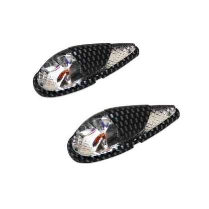 Replay DECO DROPLET WATER FENDER TRANSPARENT - CARBON ORANGE BULB L 62mm - H 23mm 18mm PAIR Universal Direction indicator