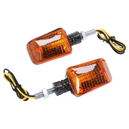 Replay UNIVERSEL MINI RECHTSECK MIT BA9S ORANGE GLÜHBIRNE - CARBON L 75mm - H 38mm 36mm PAAR Blinker Universell