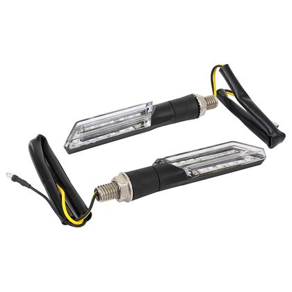 Clignotant Replay UNIVERSEL U 15 LEDS TRANSPARENT - BASE COURTE 20 ORANGE L 110mm 21,5mm PAIRE Universel
