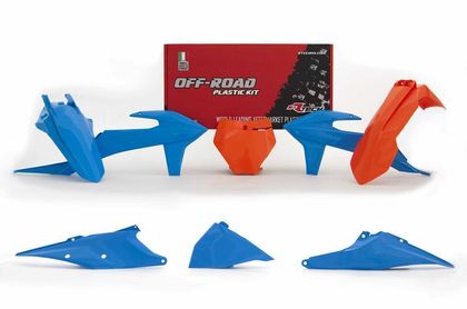 Racetech plasticset vintage blauw/oranje Kunststof kit