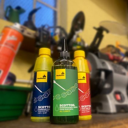 Scottoiler Biologisch abbaubares grünes Schmiermittel für Kettenschmiersysteme - 125ml Flasche Kettenfett Universell