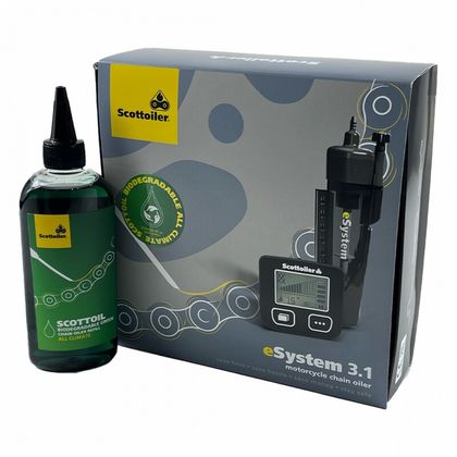 Scottoiler eSystem 3.1 Kettenöler + biologisch abbaubares grünes Schmiermittel Kettenfett Universell Ref : SCT00025A / 1123111 