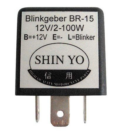 Shin Yo Flasher Relay SY-02, 3-Pole, 12 VDC, 1-100 Watt Centrale indicator Universeel Ref: SHYO00042A / 1107583 