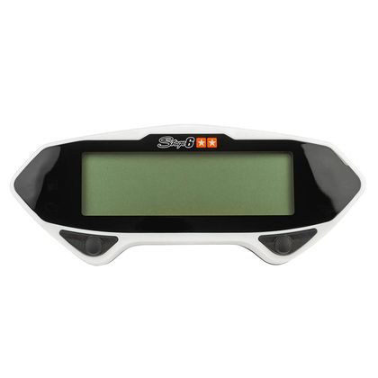 Compteur Stage 6 DIGITAL MULTIFONCTIONS RACING BLANC BRANCHEMENT SUR BATTERIE VITESSE,DISTANCE TOUR,ESSENCE CLIGNOTANTS Universel