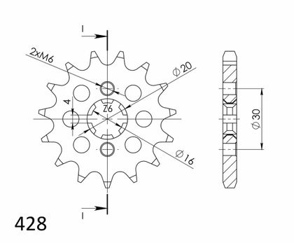 SuperProx 16 Zähne Getriebeabtriebsritzel