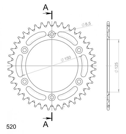 Couronne SuperProx Cour Alu RAL - 990 40 - BLK - Black 40 dents