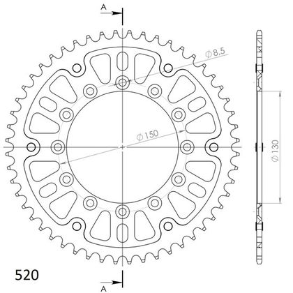Couronne SuperProx Cour SPX 245/2.2 51 RED - Rouge 51 dents