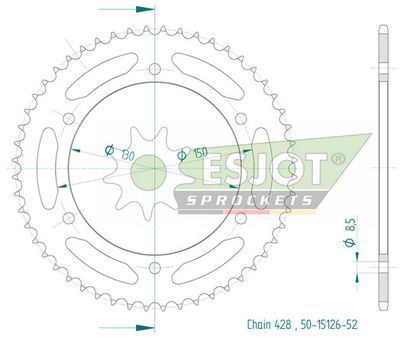 SuperProx Cour RFE - 1244 52 - BLK 50 - 15126 52 12230 - 52 - Zwart 52 tanden Tandwiel Ref: SUP00133A / CC23052 