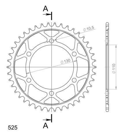 SuperProx Court RFE - 480 42 - BLK 50 - 29037 42 12815 - 42 - Black 42 teeth Sprocket