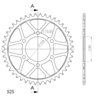 SuperProx Court RFE - 1489 44 - BLK 50 - 29018 44 16610 - 44 - Black 44 teeth Sprocket