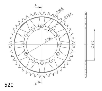 Couronne SuperProx acier RFE - 1489 46 - BLK 50 - 29018 46 16610 - 46 - Black 46 dents
