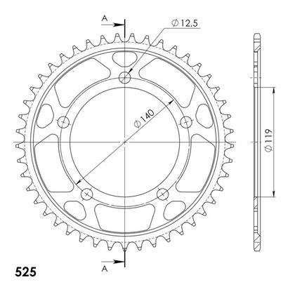 Couronne SuperProx Cour RFE - 1790 45 - BLK 50 - 29064 45 - Noir 45 dents