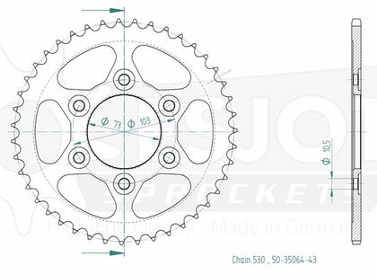 Couronne SuperProx Cour RFE - 7098 43 - BLK 50 - 35064 43 - Noir 43 dents Ref : SUP00240A / CL81043 