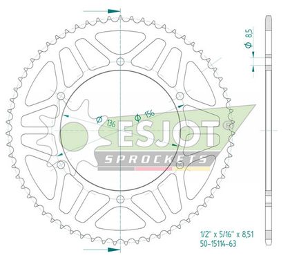 Couronne SuperProx Cour 50 - 15114 63 53104K - 63 - Noir 63 dents