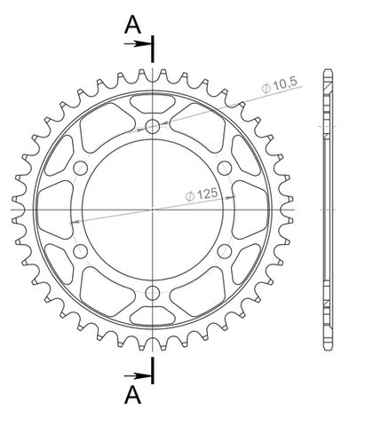 Couronne SuperProx Cour RFE - 2012 37 - BLK 50 - 29038 37 - Noir 37 dents