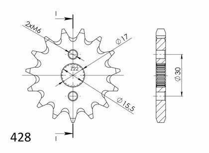 SuperProx 15 Zähne Getriebeabtriebsritzel