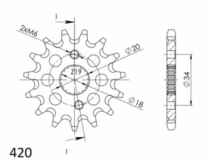 SuperProx 15 teeth Gearbox output pinion Ref : SUP00299A / PA21115 