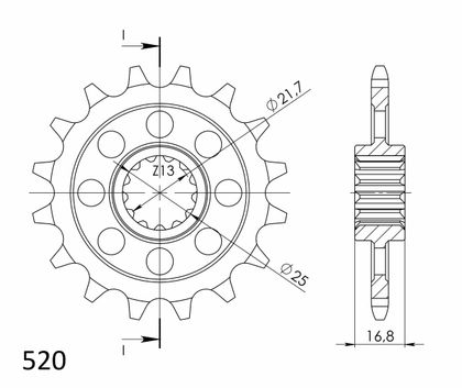 SuperProx 16 teeth Gearbox output pinion