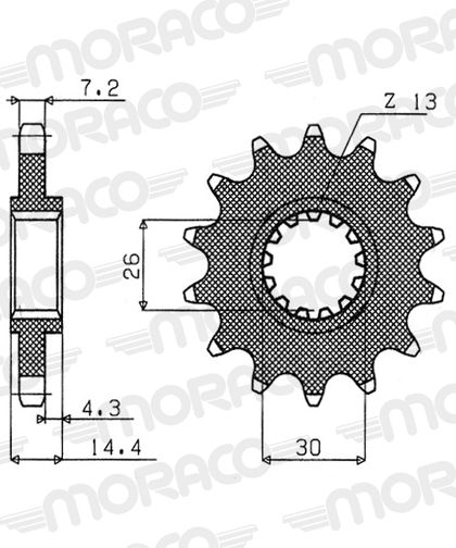 SuperProx 15 teeth Gearbox output pinion Ref : SUP00343A / PA60715 