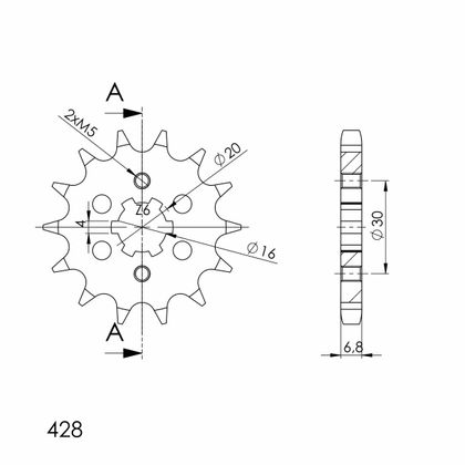 SuperProx 14 teeth Gearbox output pinion