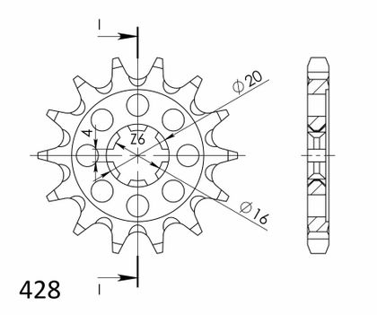 SuperProx 13 teeth Gearbox output pinion