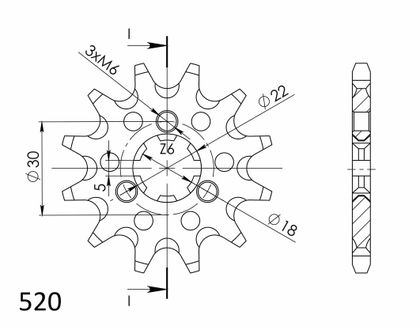 SuperProx 12 teeth Gearbox output pinion
