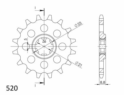 SuperProx 14 teeth Gearbox output pinion
