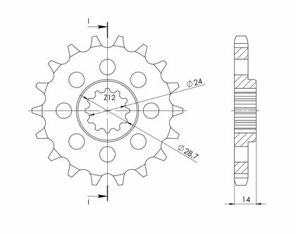 SuperProx 17 teeth Gearbox output pinion Ref : SUP00448A / PE90017 