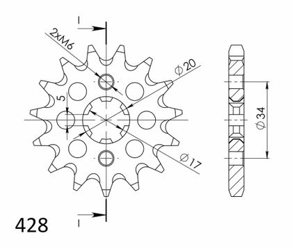 SuperProx 16 teeth Gearbox output pinion