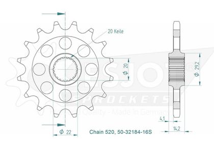 SuperProx PSB 50 - 32184 16S - 16 Zähne Getriebe