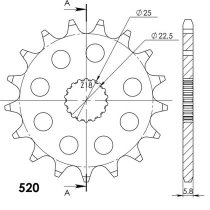Pignon de sortie de boite SuperProx PSB CST - 1185 17.2 50 - 32183 17S - 17 dents