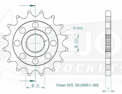 Pignon de sortie de boite SuperProx PSB CST - 1186 16 50 - 29051 16S - 16 dents
