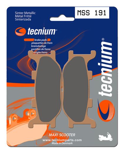 Plaquettes de freins Tecnium Maxi Scooter métal fritté - MSS191 Ref : TE01015A / 1023186 