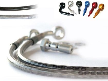 Tecnium SPEEDBRAKES Aviation Stainless Steel/Gold Banjo Brake hose kit