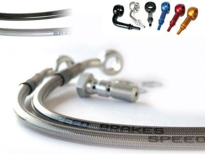 Tecnium SPEEDBRAKES Aviation Stainless Steel/Silver Banjo Brake hose kit