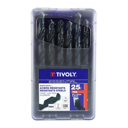 Foret Tivoly TSX ACIER RAPIDE HSS DIAM 1 A 13 0,5 COFFRET 25 PIECES Universel