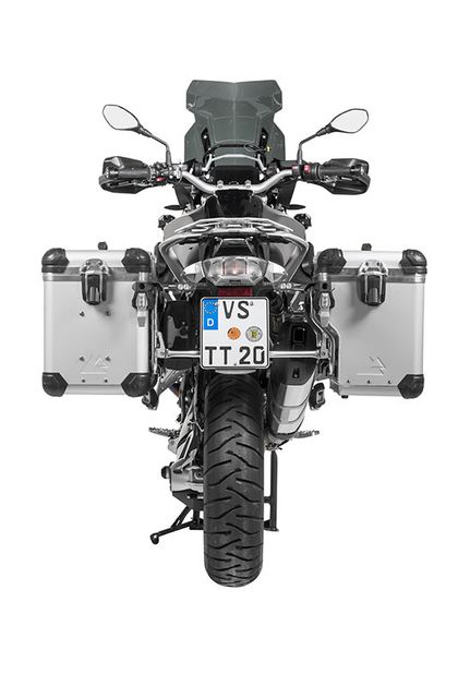 Valise Touratech ZEGA Evo X Avec déport 45/45 - Support gris inclus - Anodisé gris Ref : TRT00067A / 01-045-6826-0 