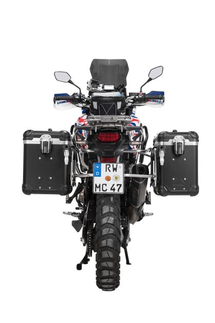Valise Touratech Kit complet ZEGA Evo 38/45 - Support gris inclus - Anodisé noir Ref : TRT00211A / 01-402-6837-0 