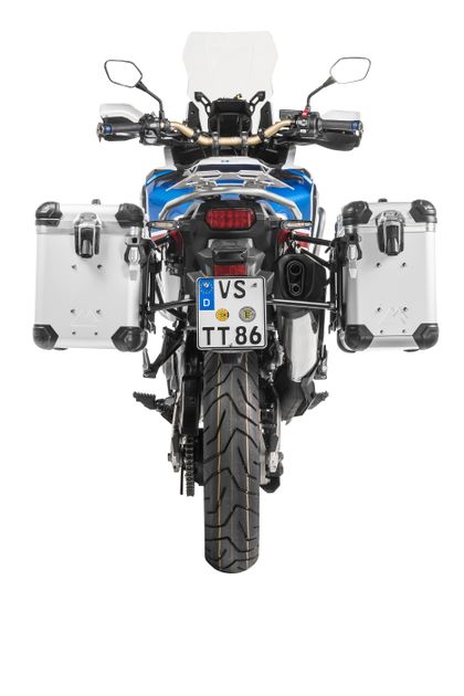 Valise Touratech Kit complet ZEGA Evo 38/45 - Support noir inclus - Anodisé gris Ref : TRT00213A / 01-402-7886-0 